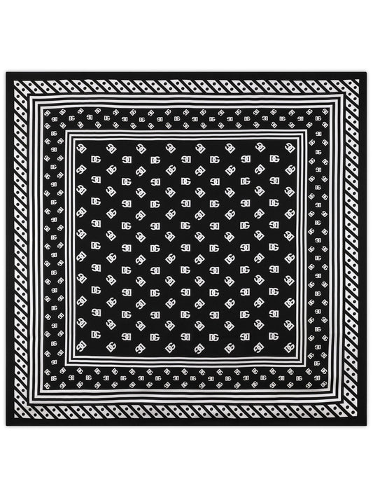 logo-print silk scarf