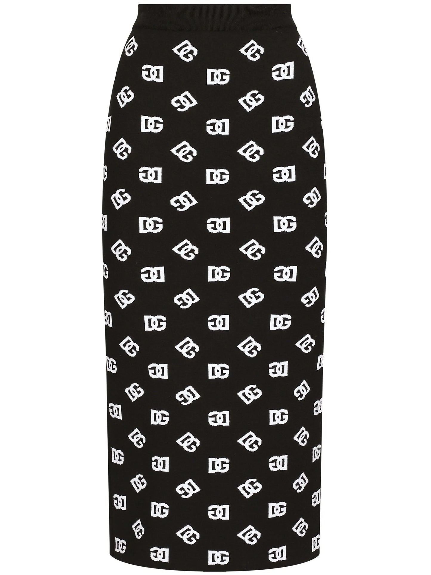 logo-jacquard knitted midi skirt