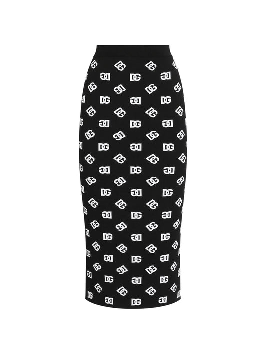 DNA logo-jacquard knitted midi skirt