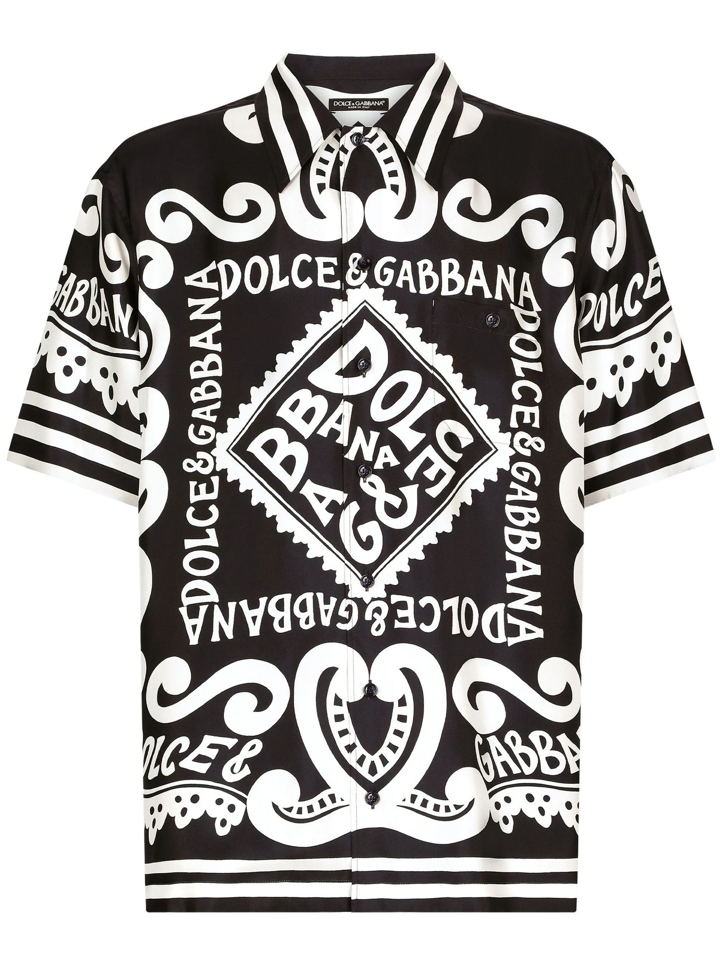printed short-sleeve silk shirt