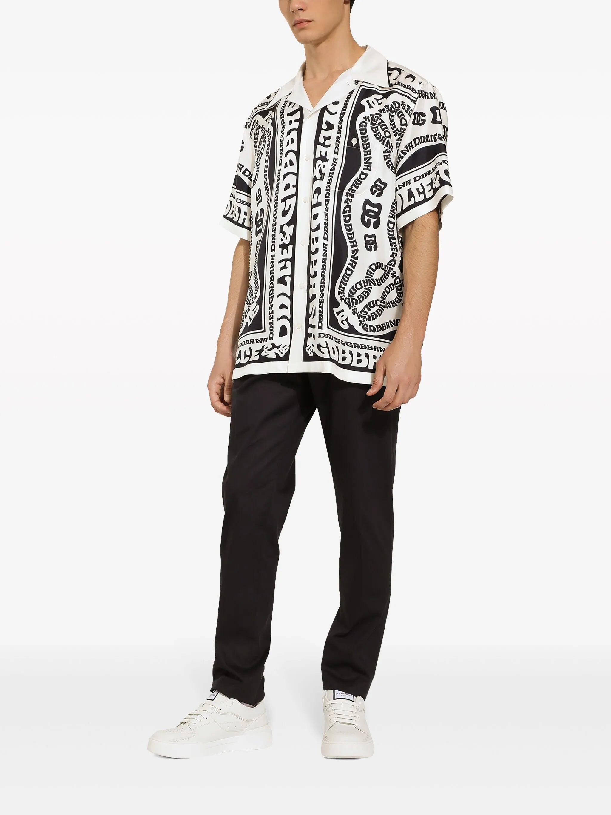 Marina-print silk twill shirt