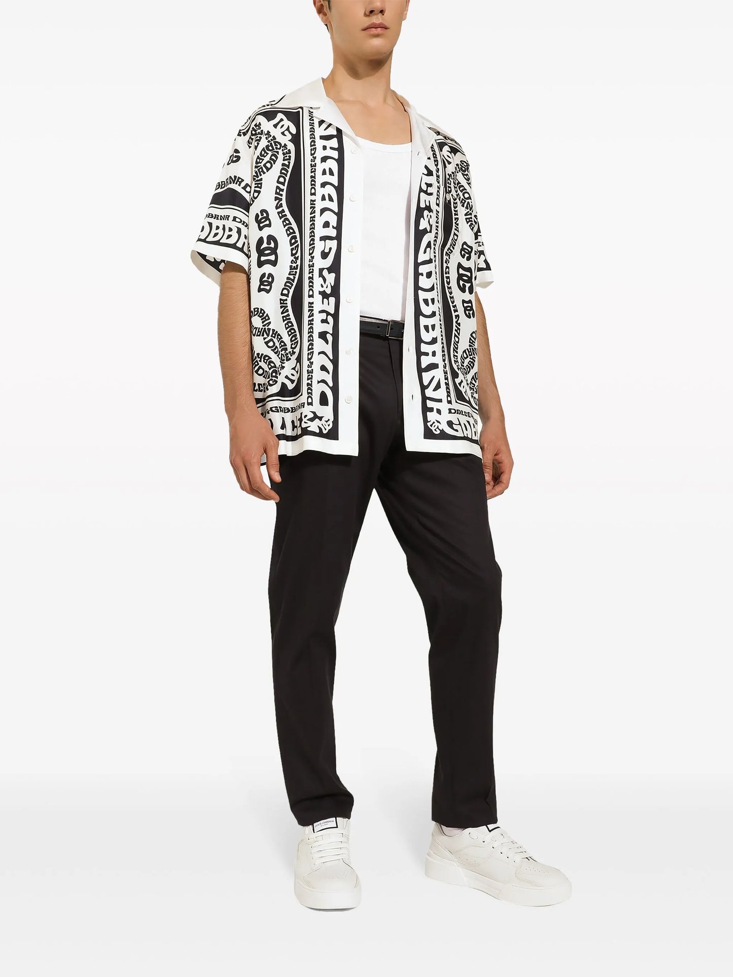 Marina-print silk twill shirt