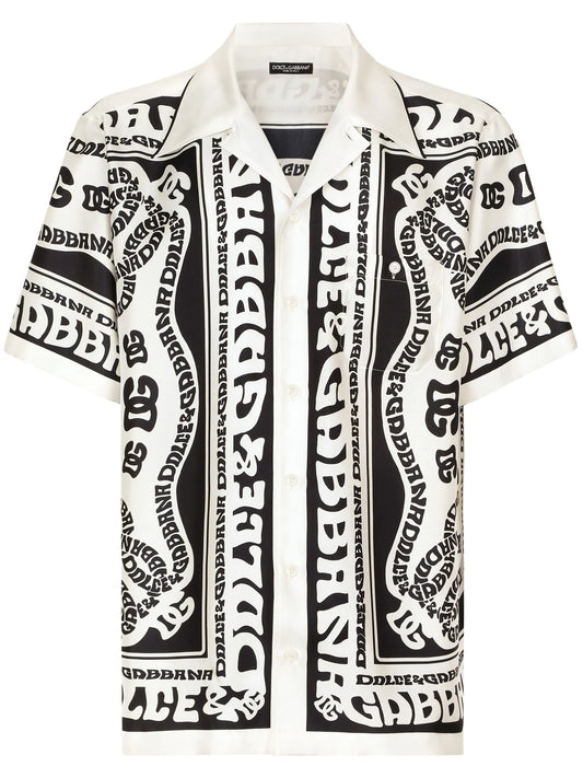 Marina-print silk twill shirt