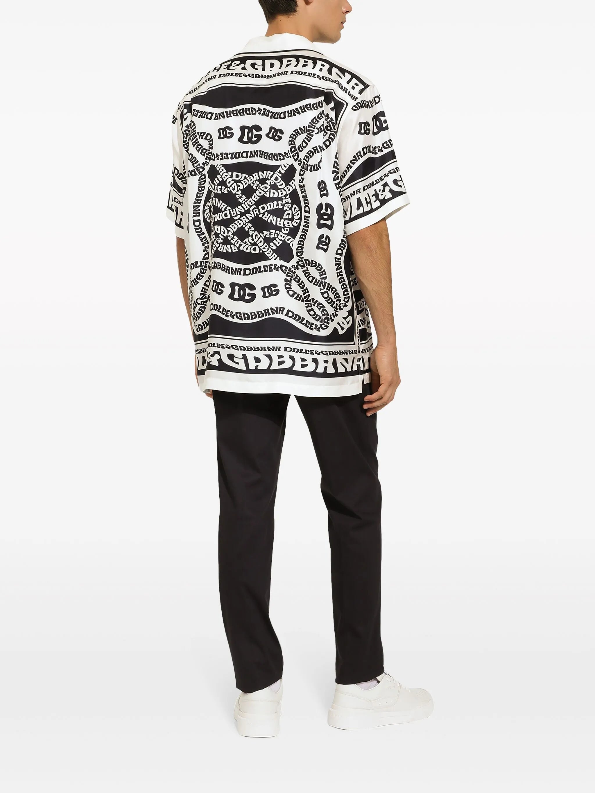 Marina-print silk twill shirt