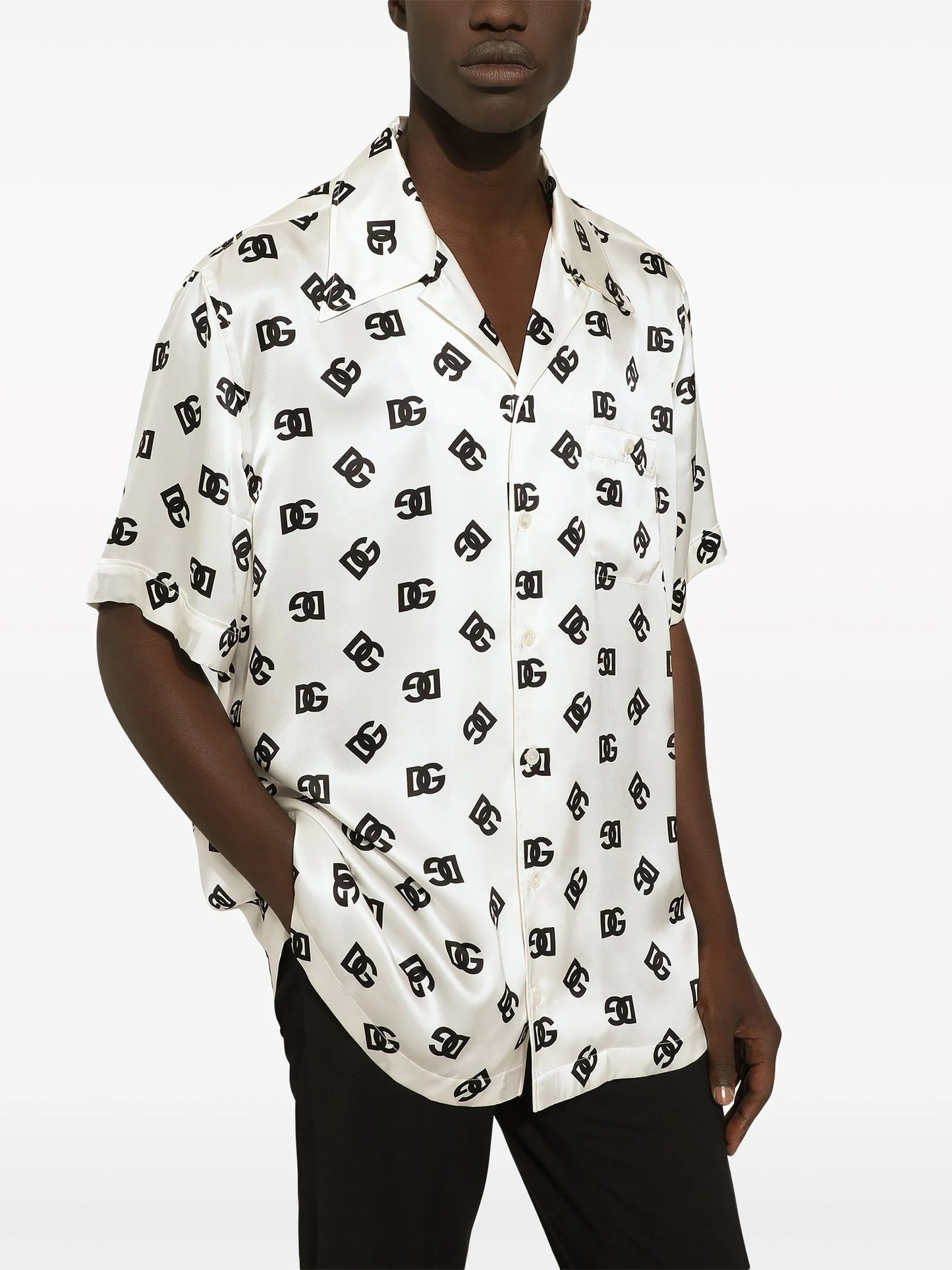 DG logo-print silk shirt