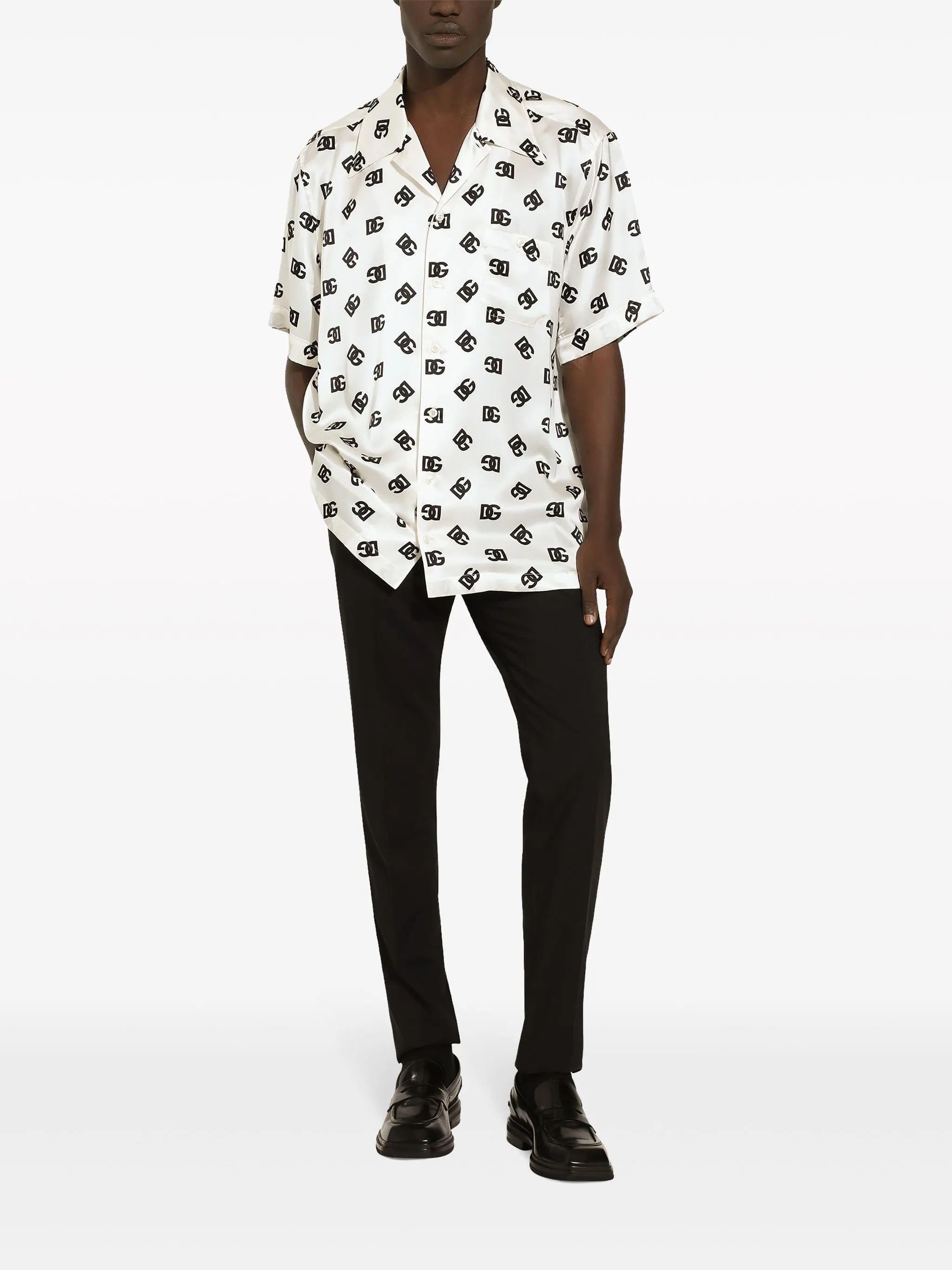 DG logo-print silk shirt