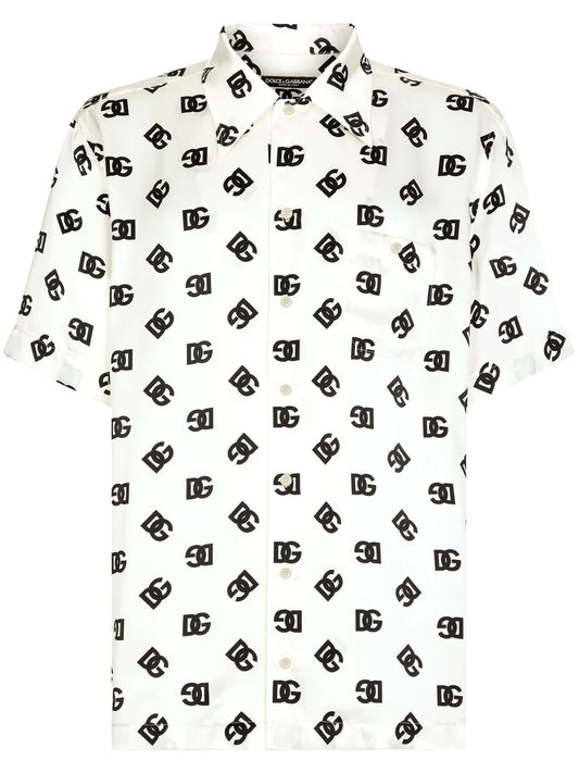 DG logo-print silk shirt