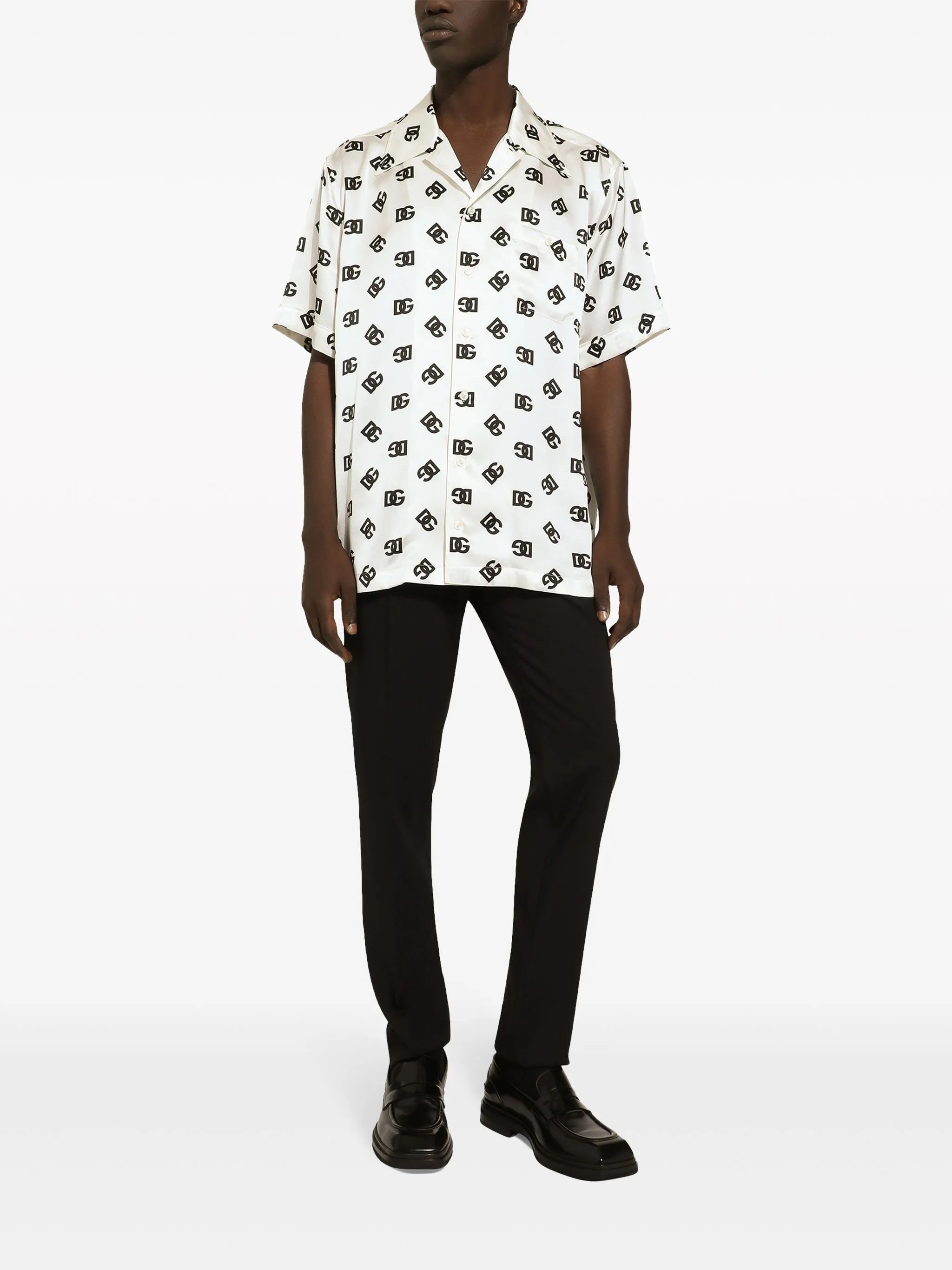 DG logo-print silk shirt