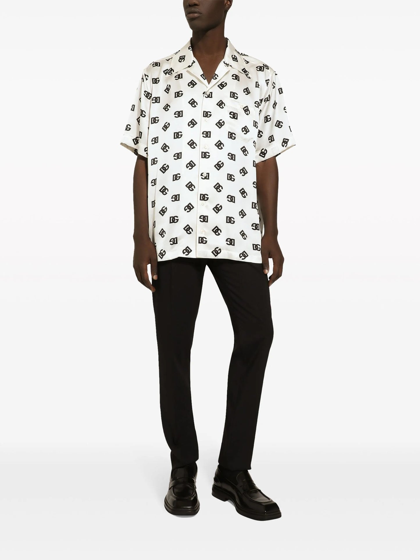 DG logo-print silk shirt