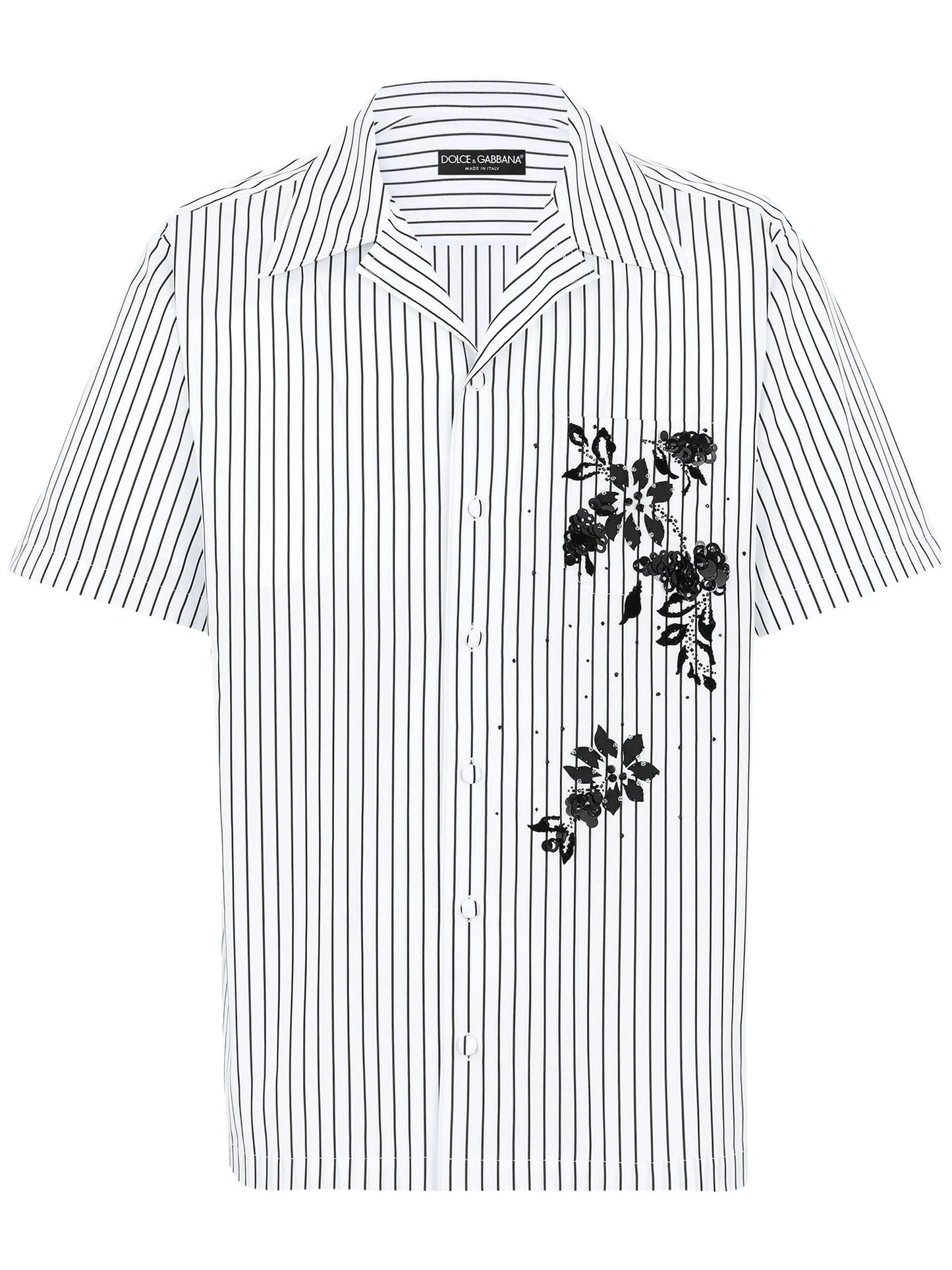floral-print striped shirt