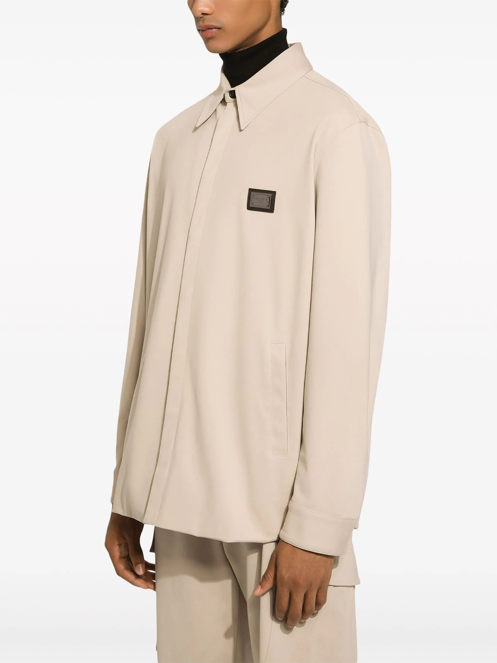 logo-appliqué shirt jacket