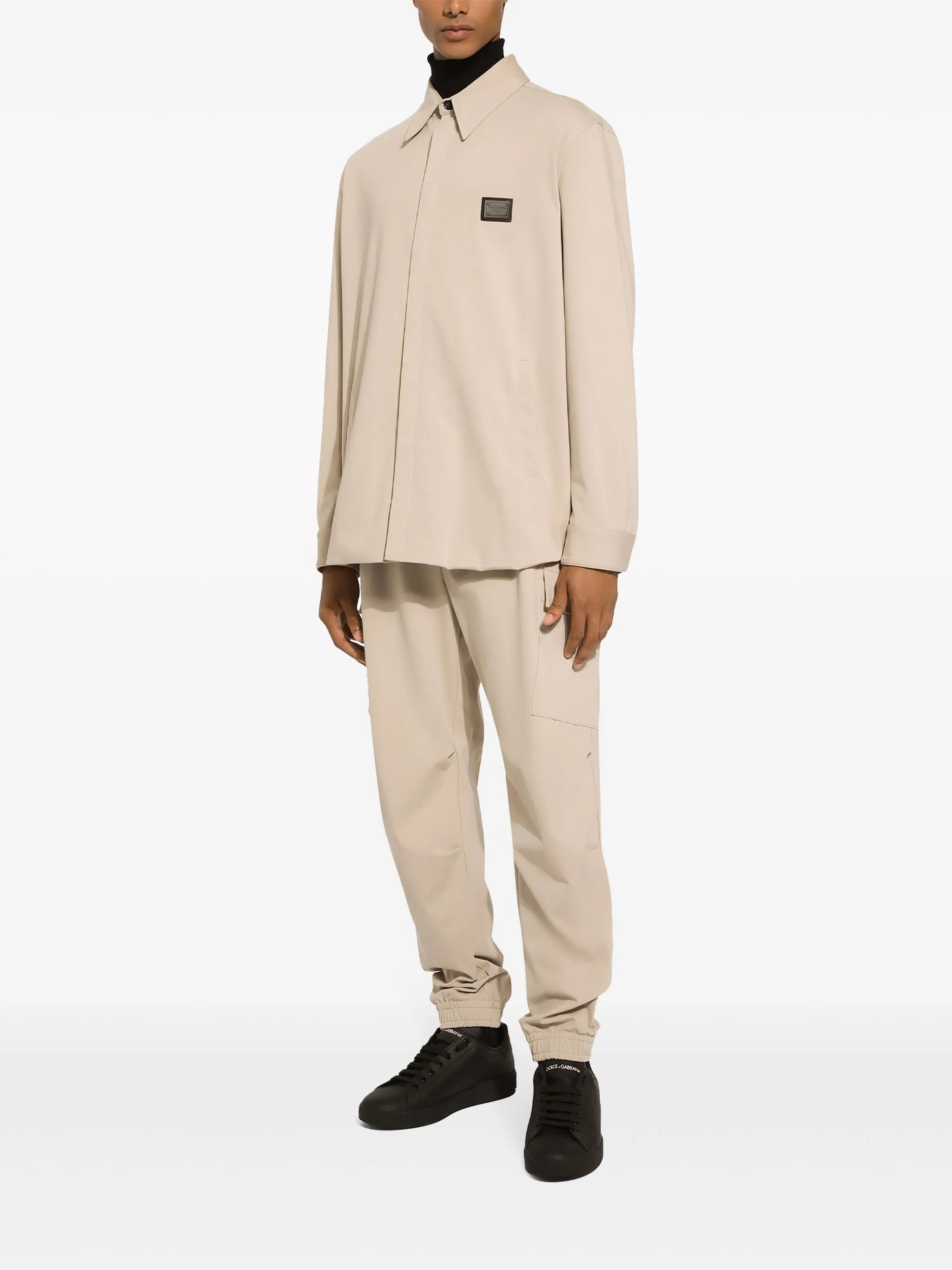 logo-appliqué shirt jacket