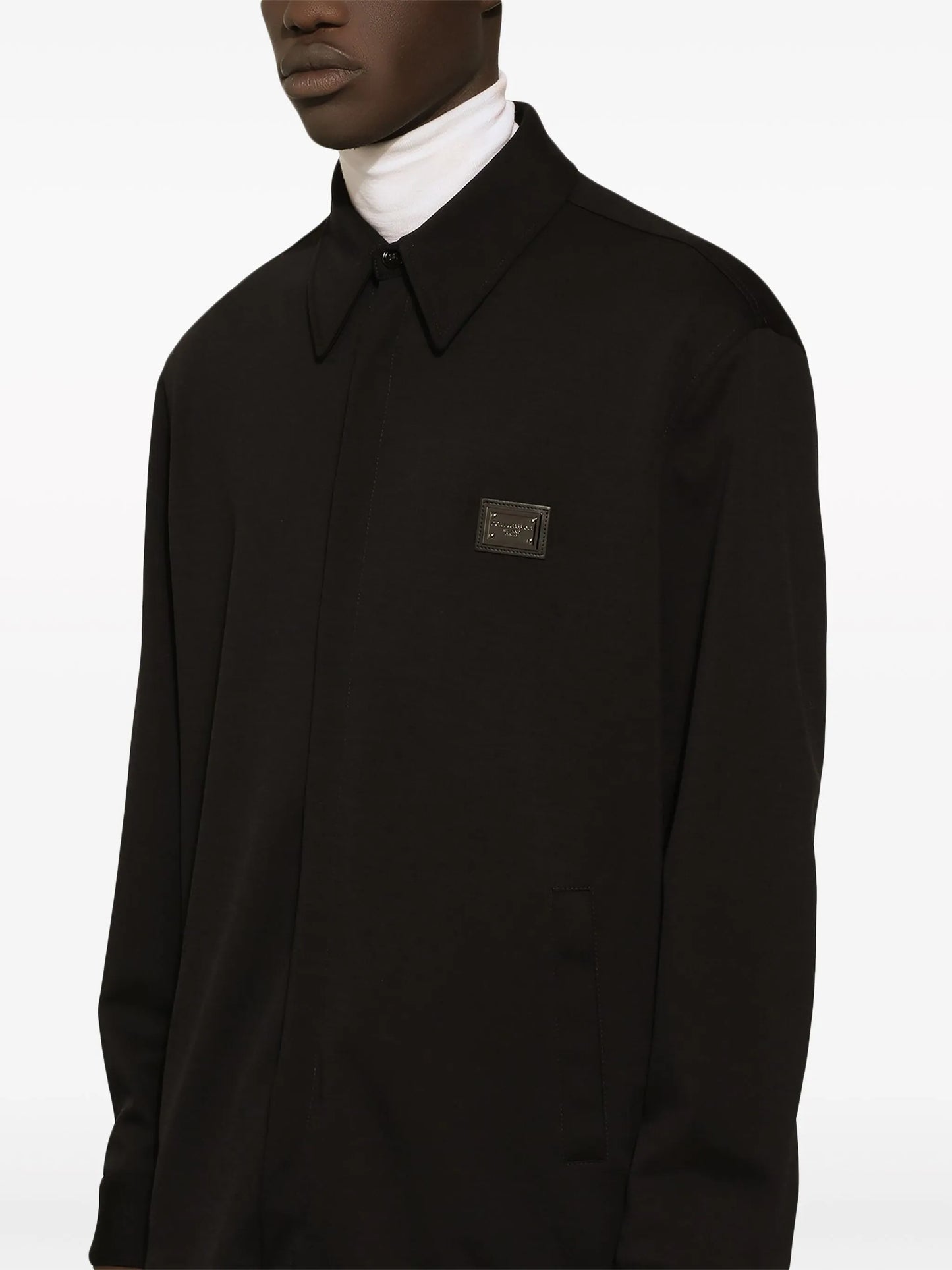 logo-plaque shirt jacket