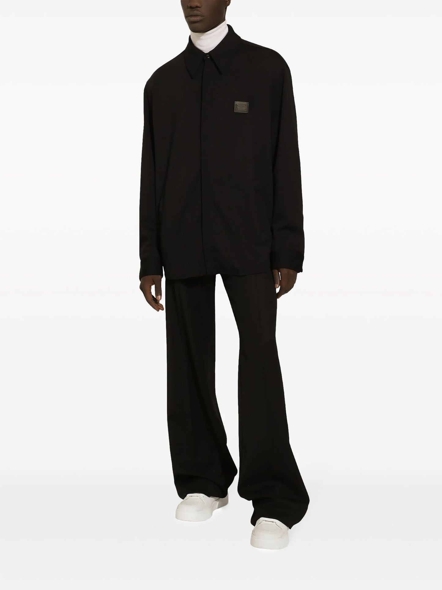 logo-plaque shirt jacket