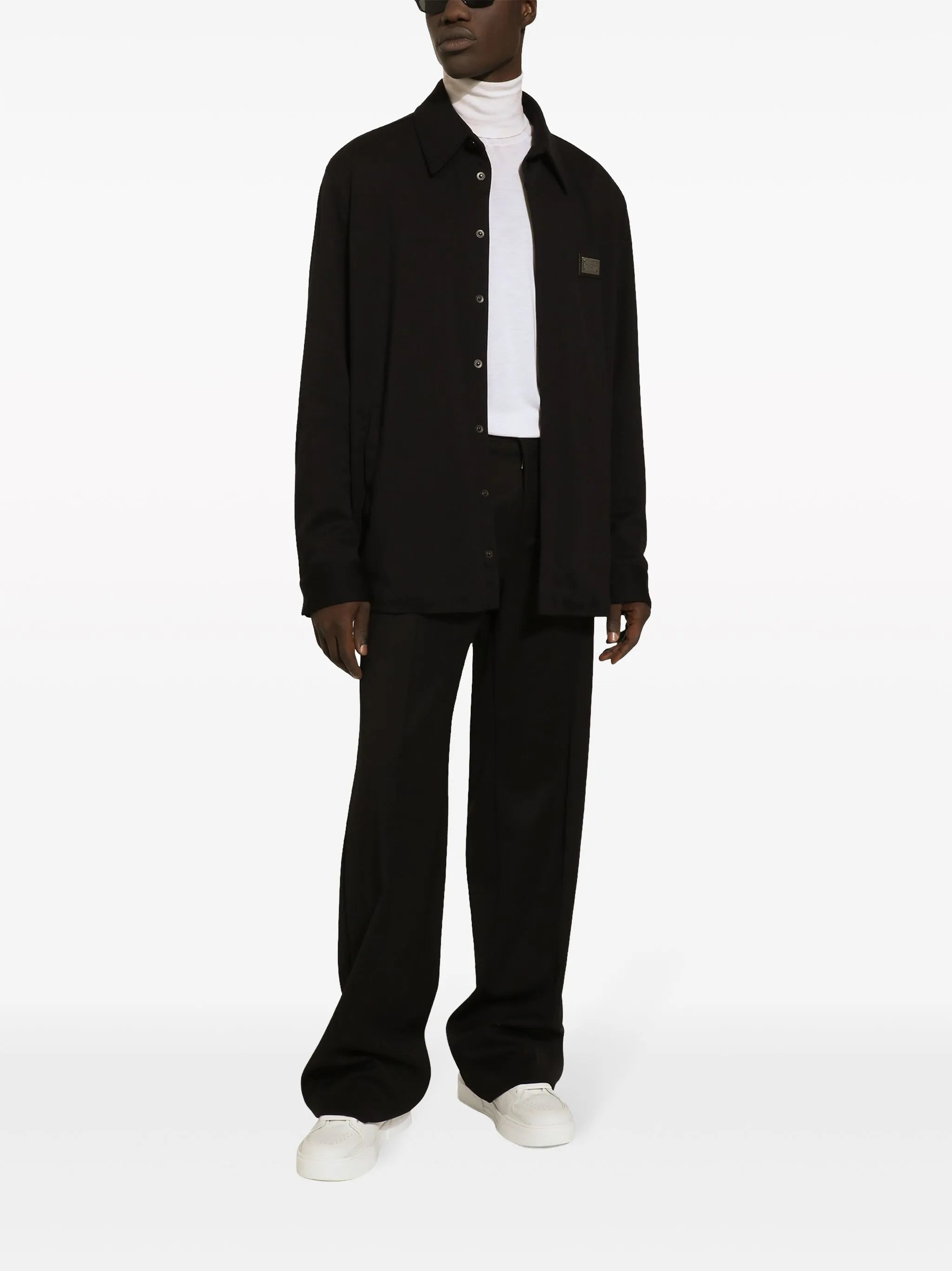 logo-plaque shirt jacket