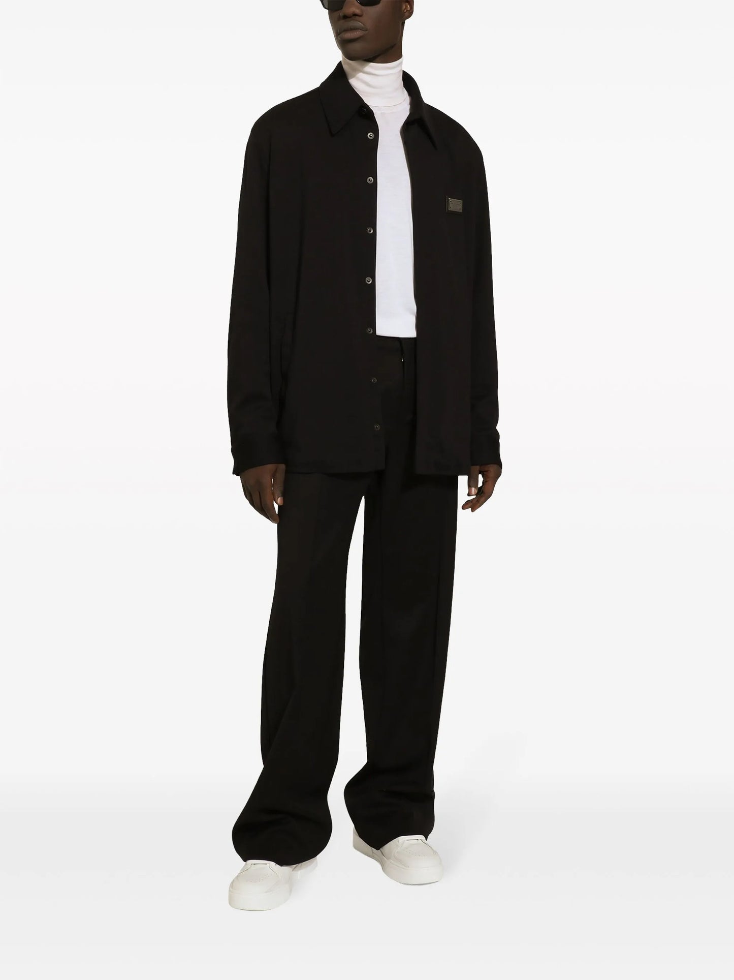 logo-plaque shirt jacket
