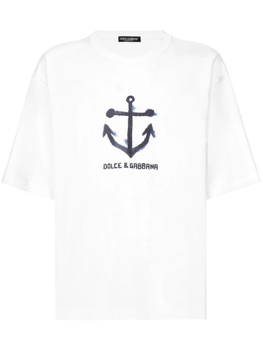 Marina-print cotton T-shirt