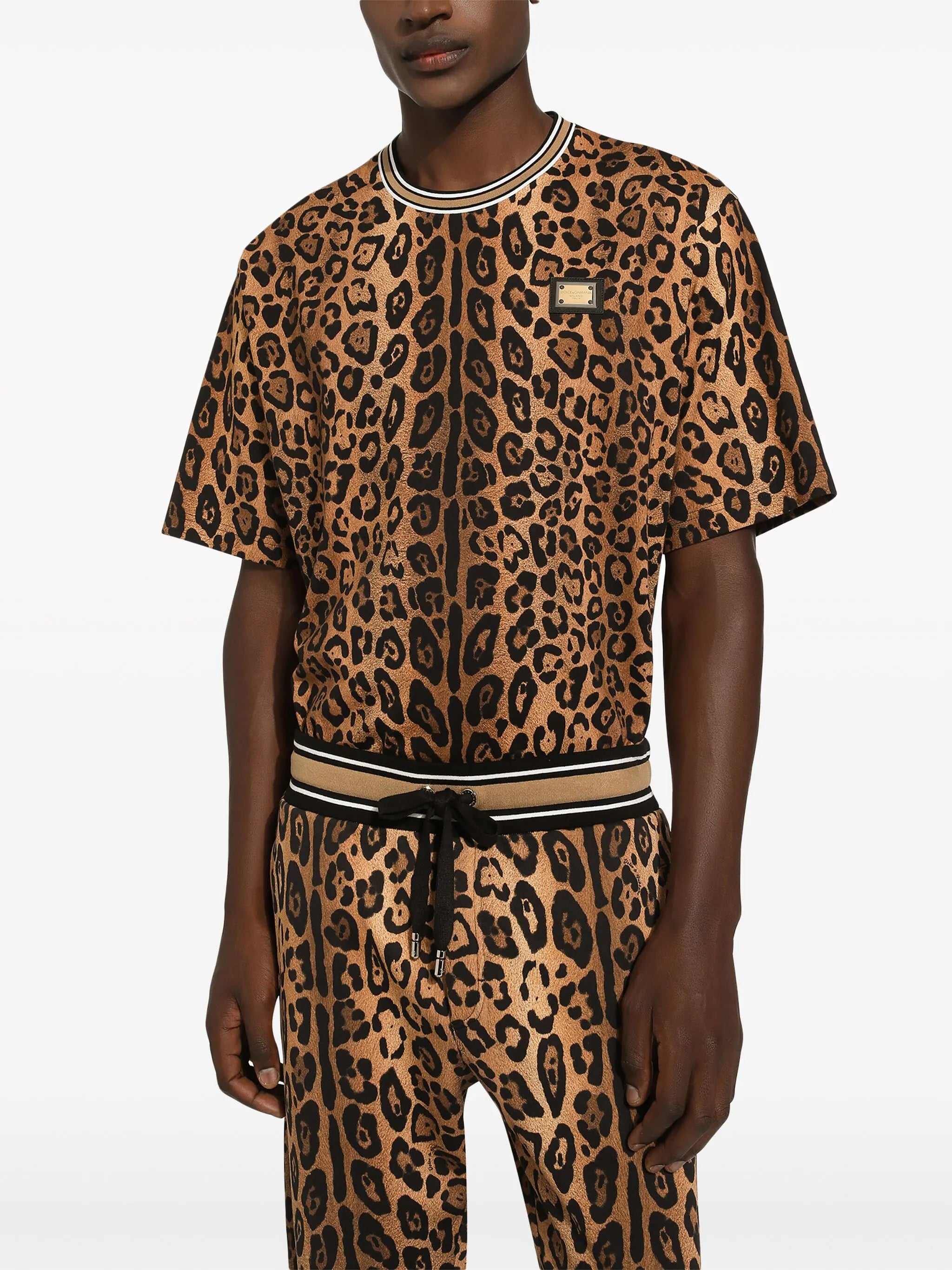 leopard-print cotton T-shirt