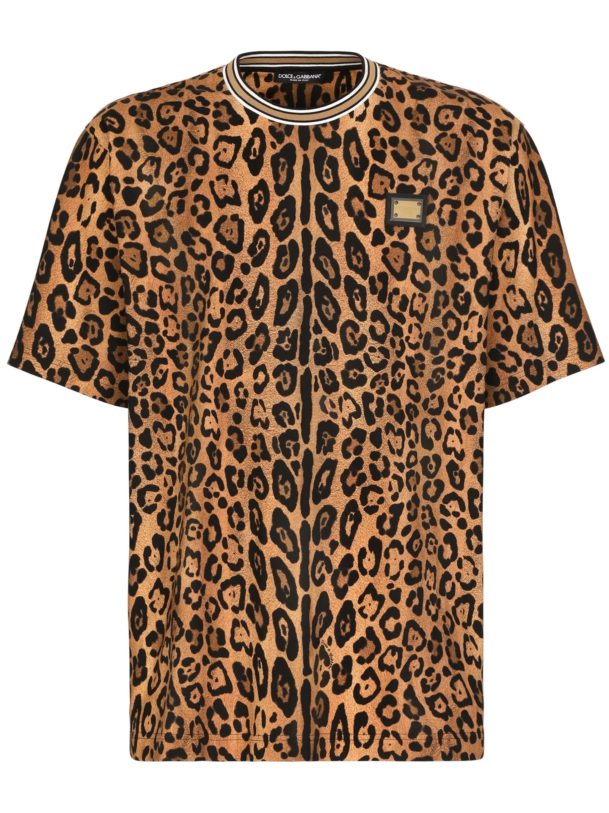 leopard-print cotton T-shirt