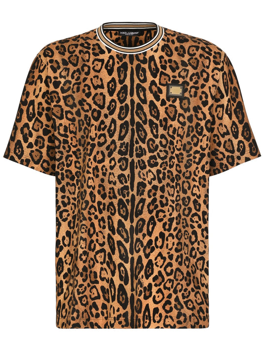 leopard-print cotton T-shirt