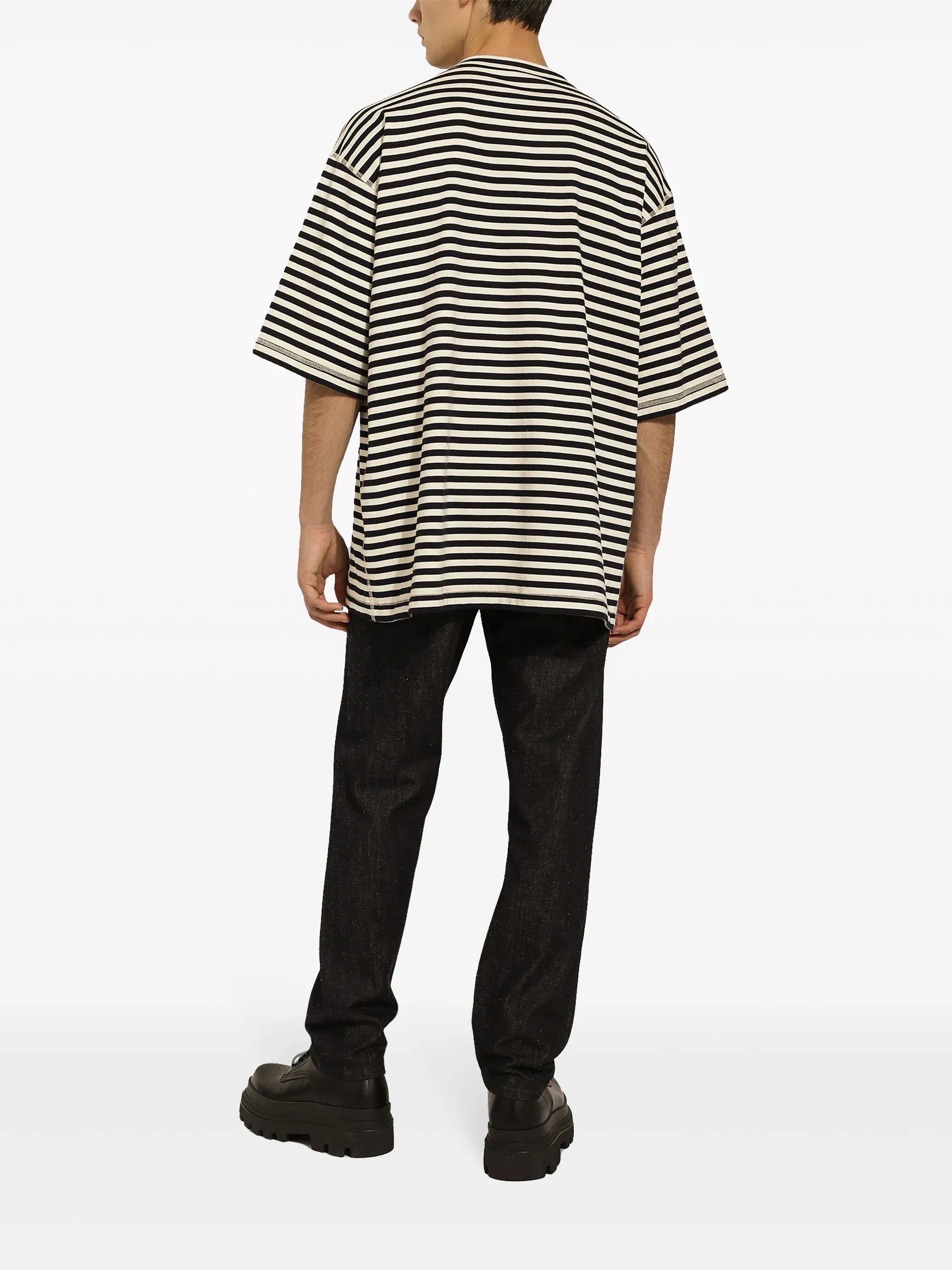 logo-embroidered striped T-shirt