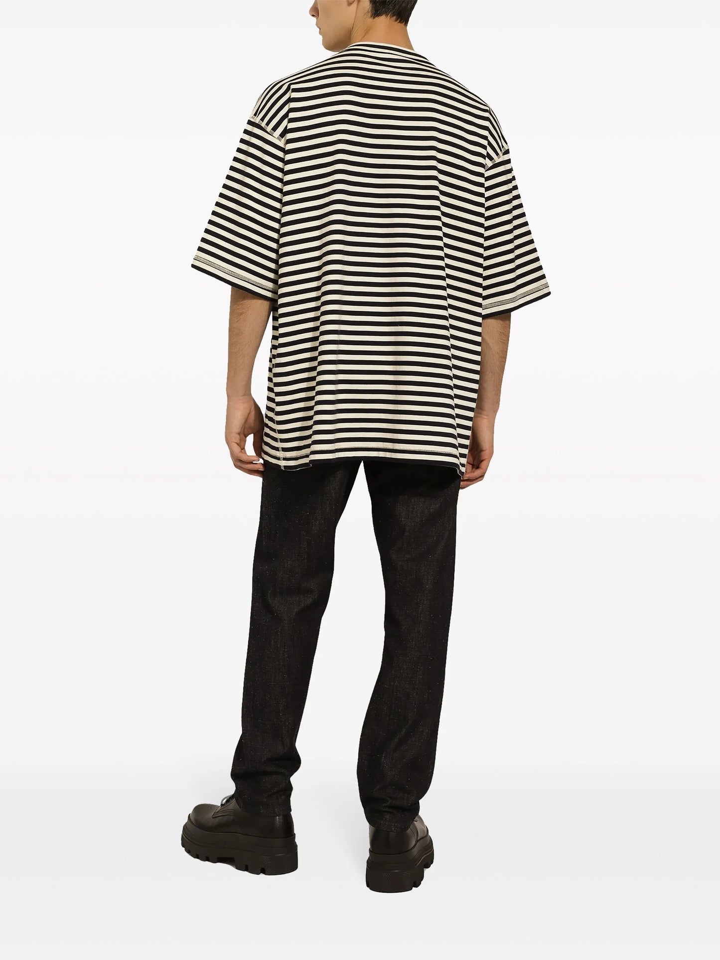 logo-embroidered striped T-shirt