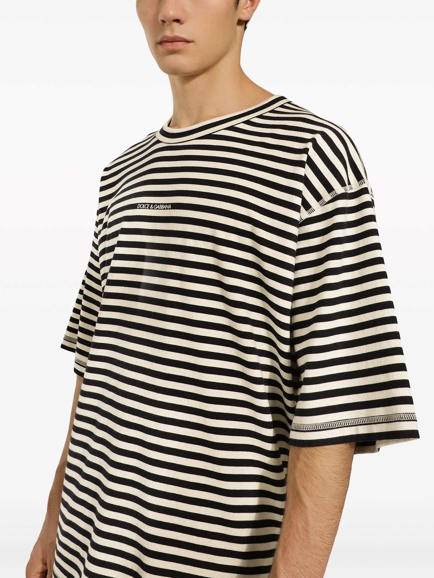 logo-embroidered striped T-shirt