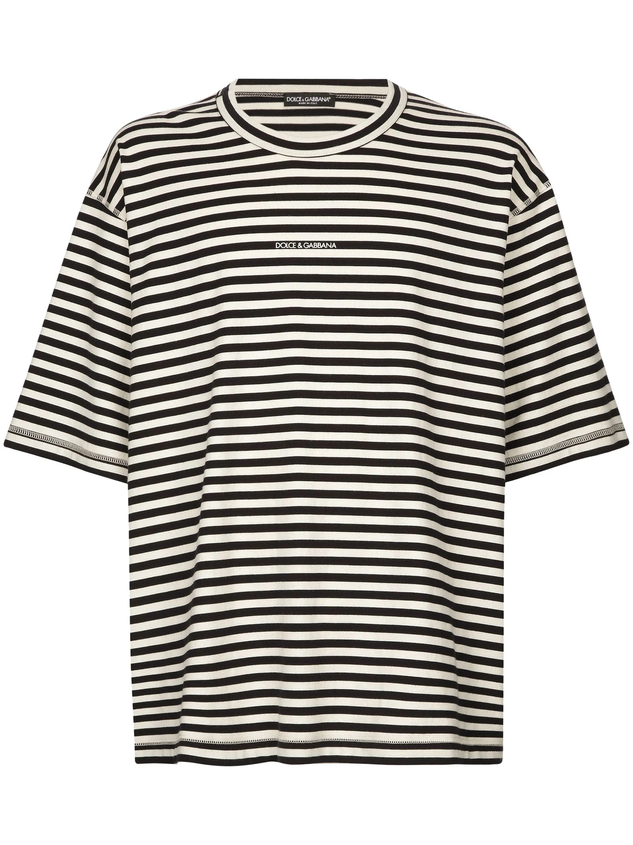 logo-embroidered striped T-shirt