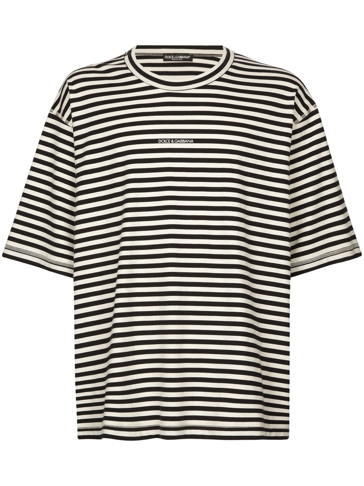 logo-embroidered striped T-shirt
