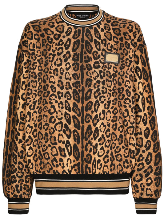 leopard-print cotton sweatshirt