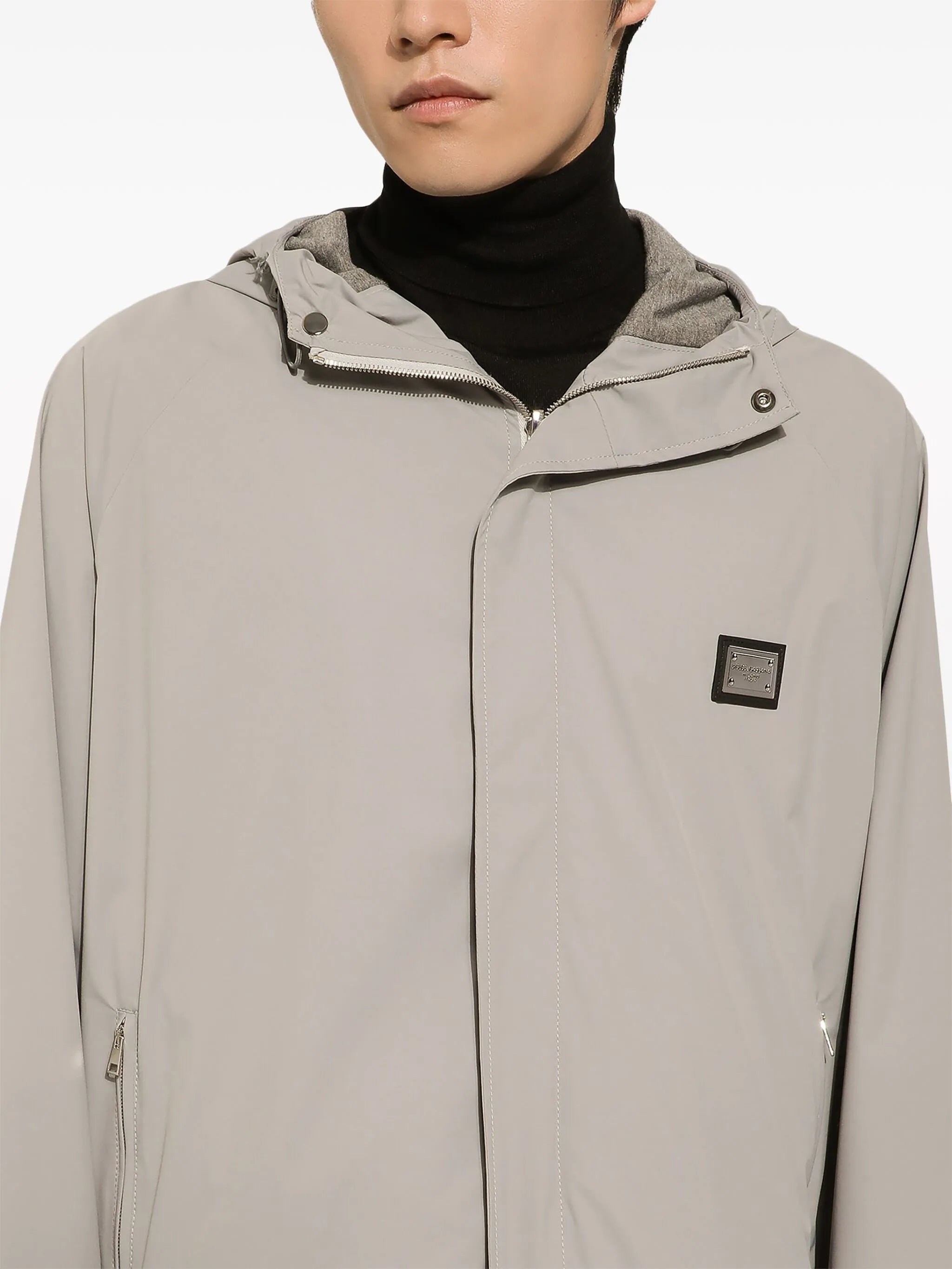 logo-plaque hooded jacket