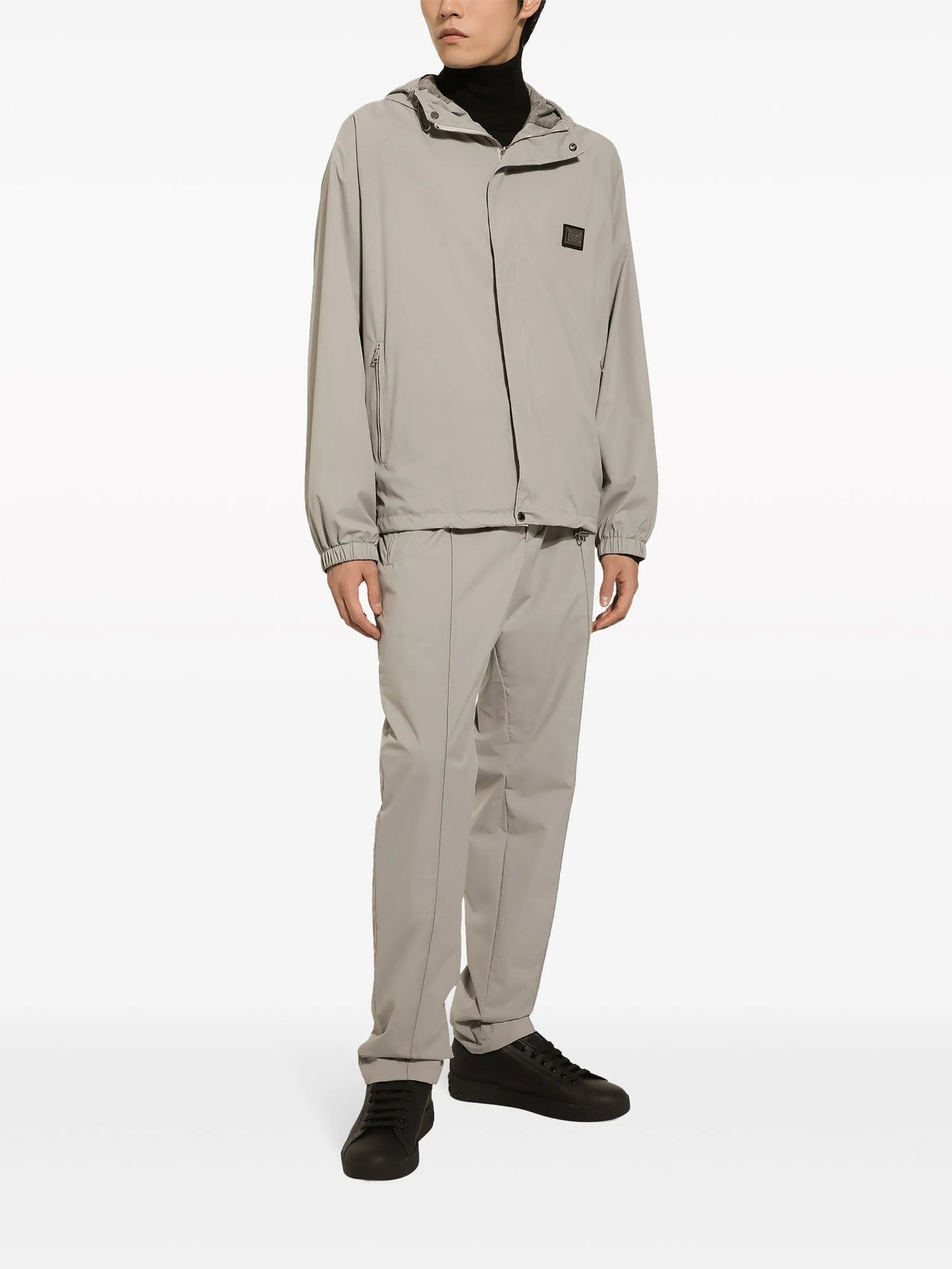 logo-plaque hooded jacket
