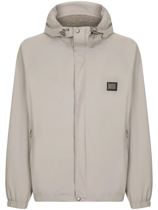 logo-plaque hooded jacket