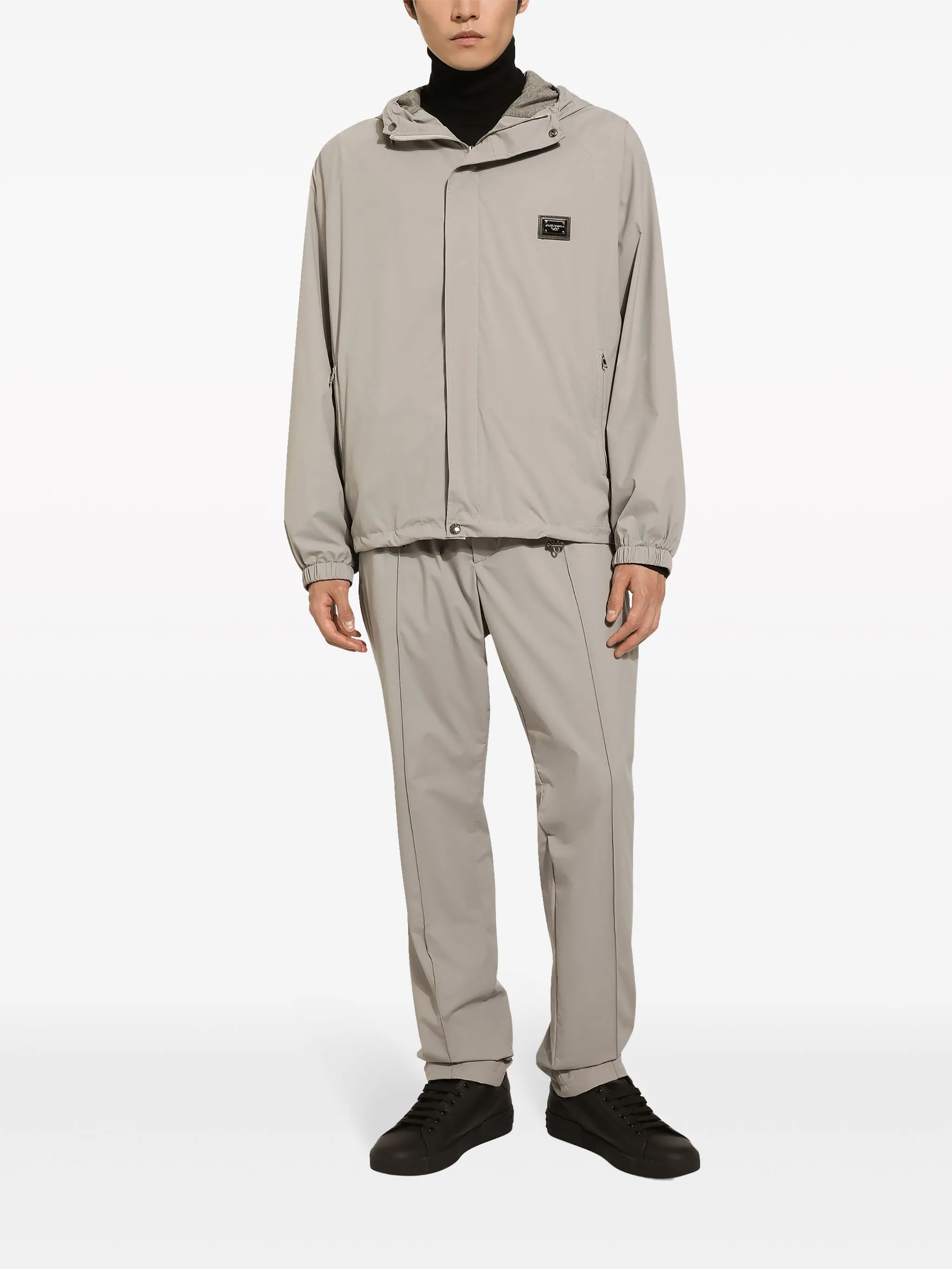 logo-plaque hooded jacket