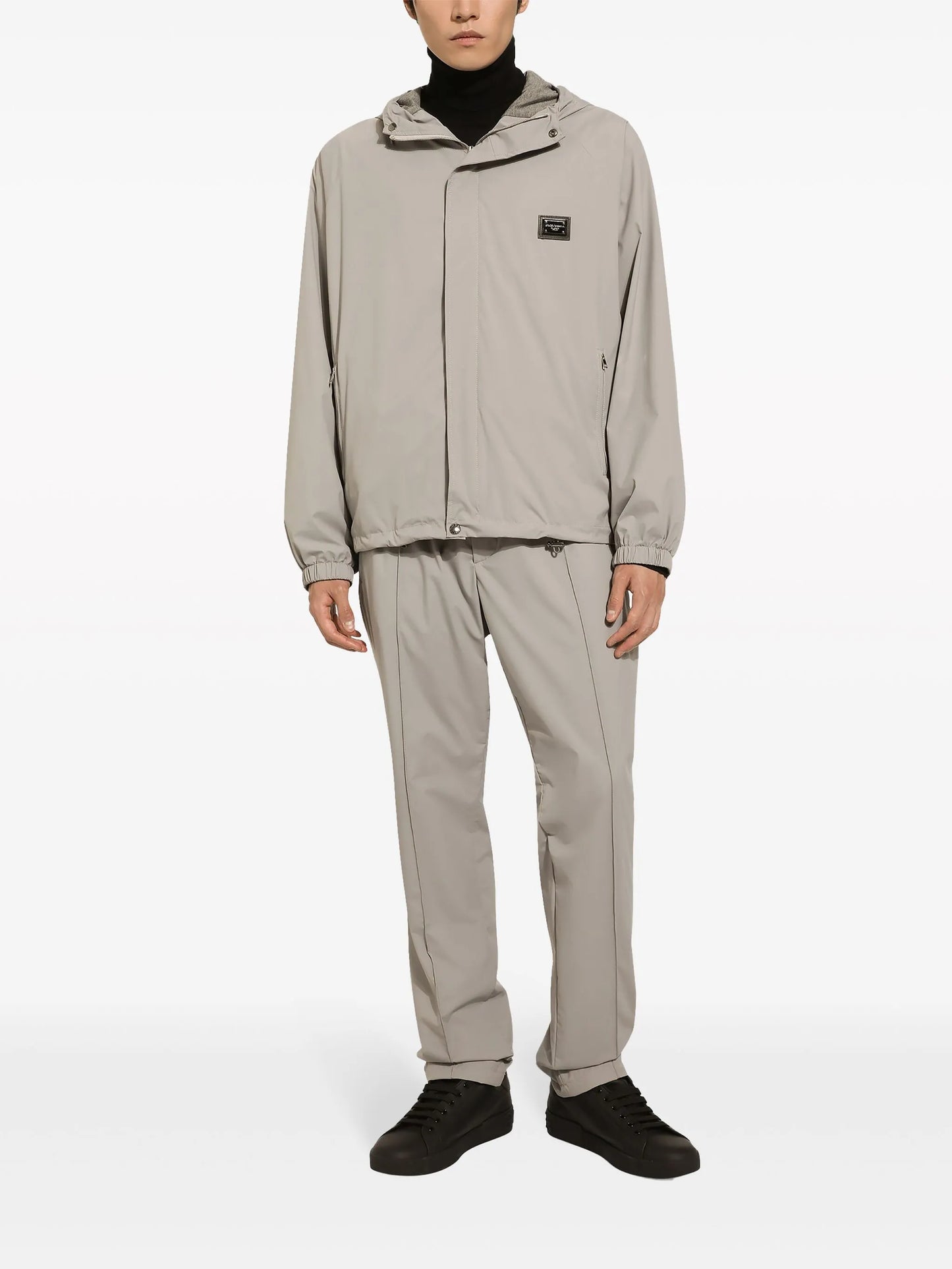 logo-plaque hooded jacket