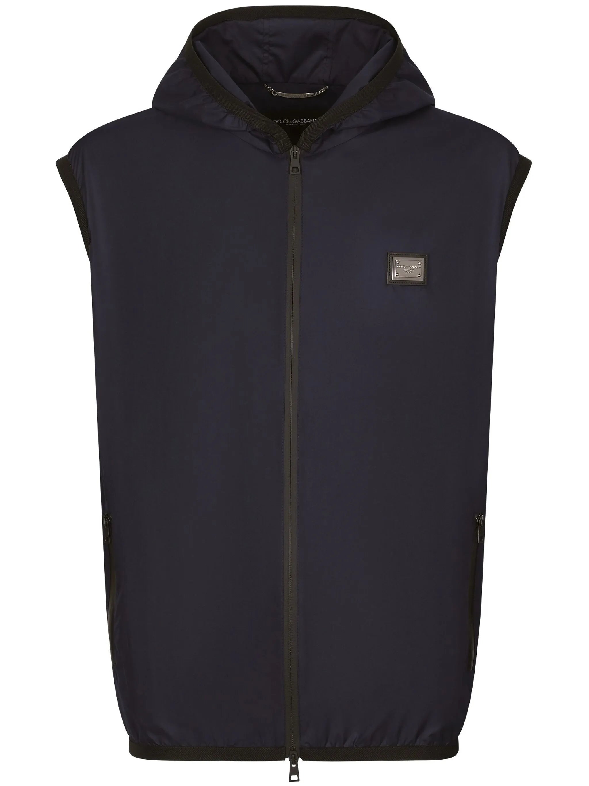 logo-plaque hooded gilet