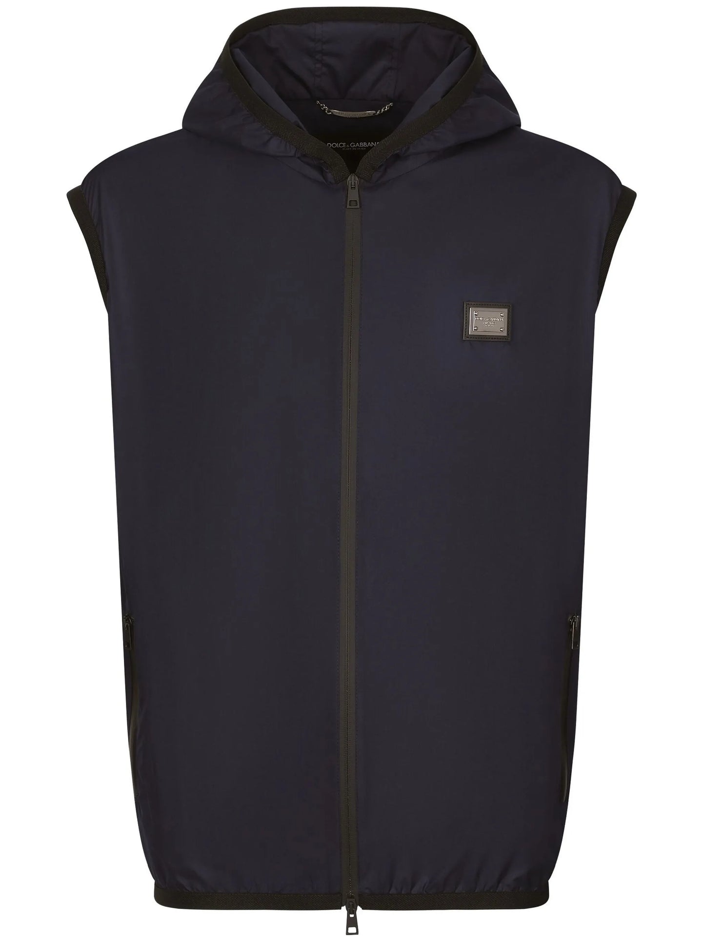logo-plaque hooded gilet