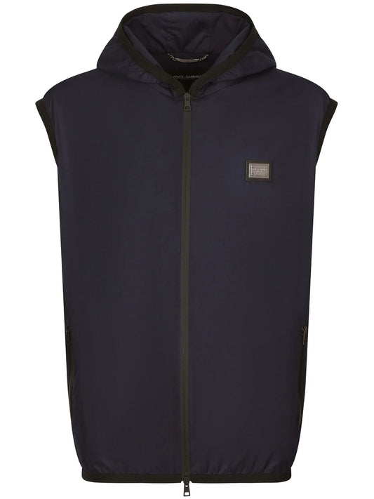 logo-plaque hooded gilet