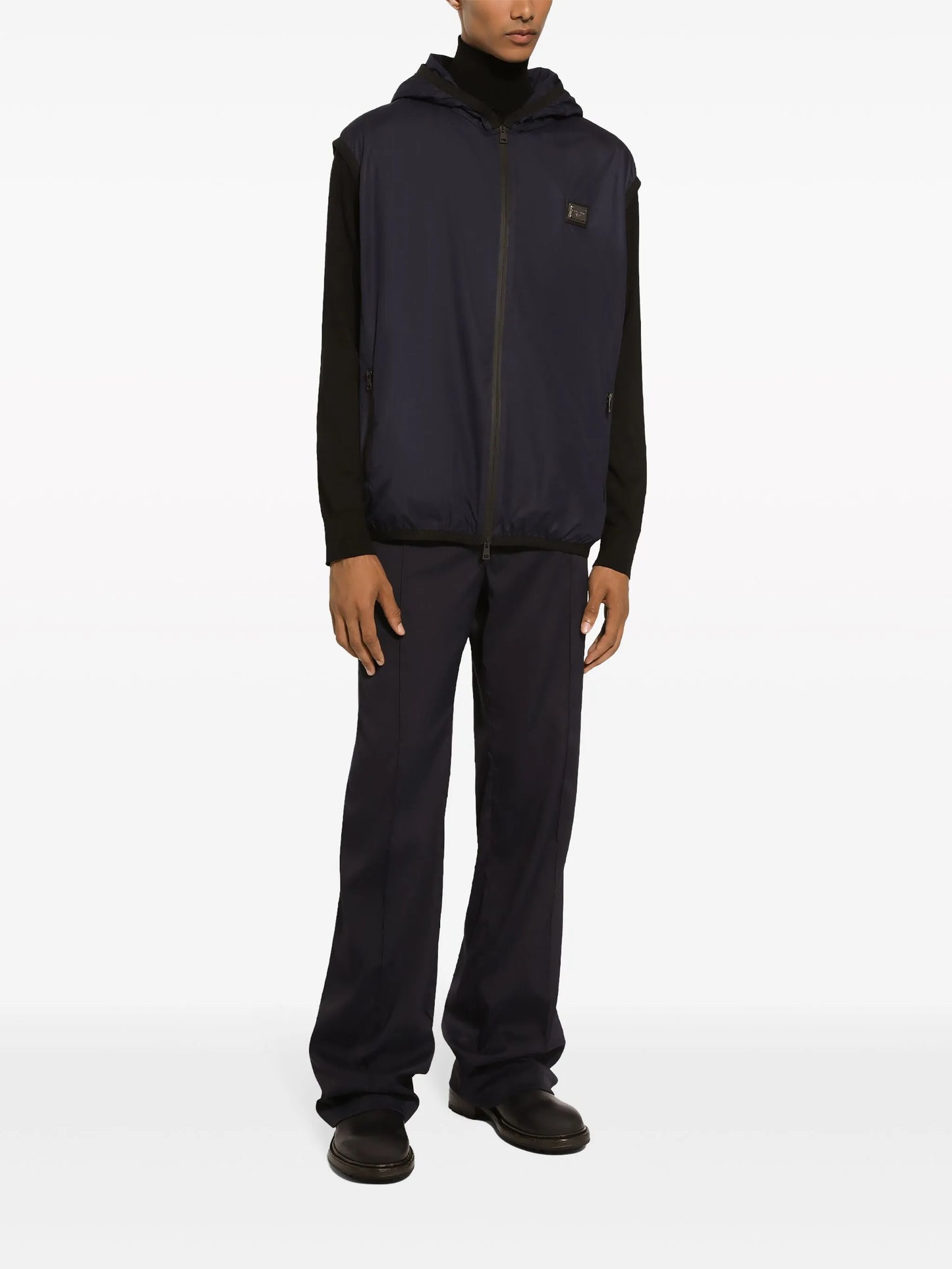 logo-plaque hooded gilet