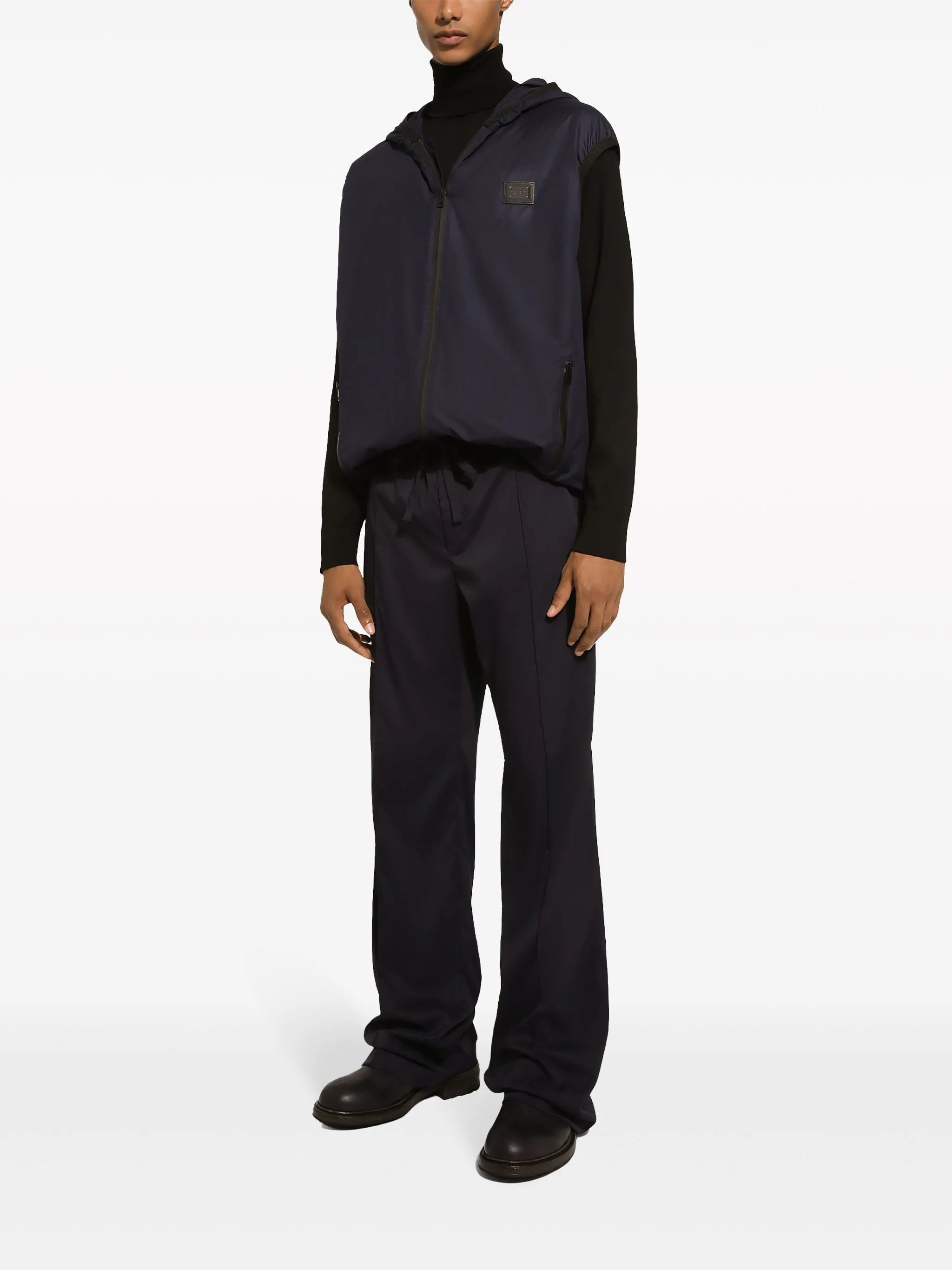 logo-plaque hooded gilet
