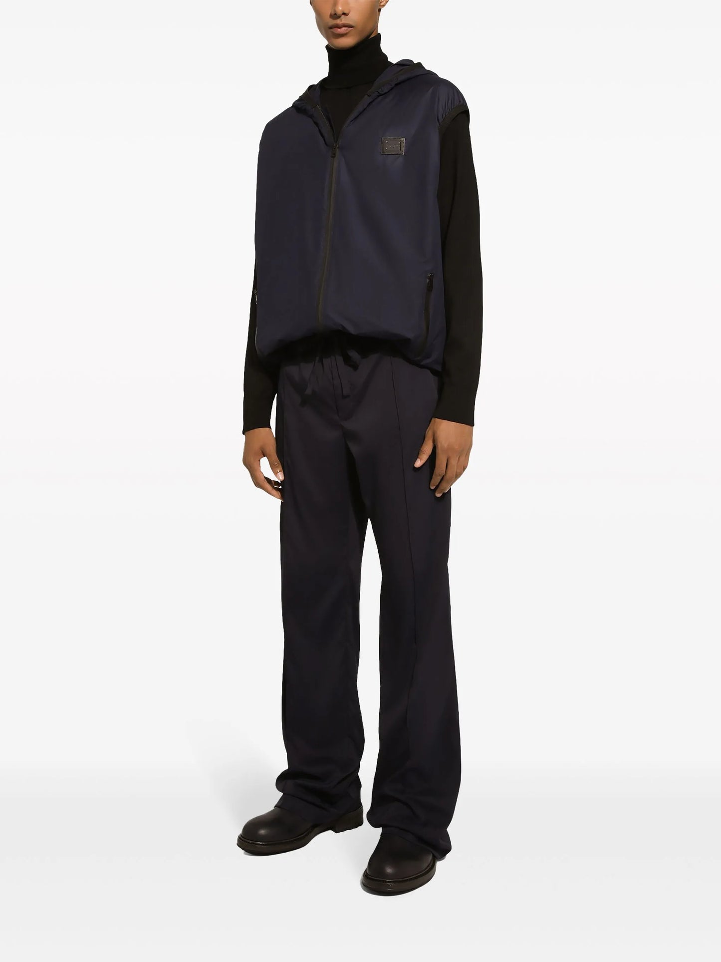 logo-plaque hooded gilet