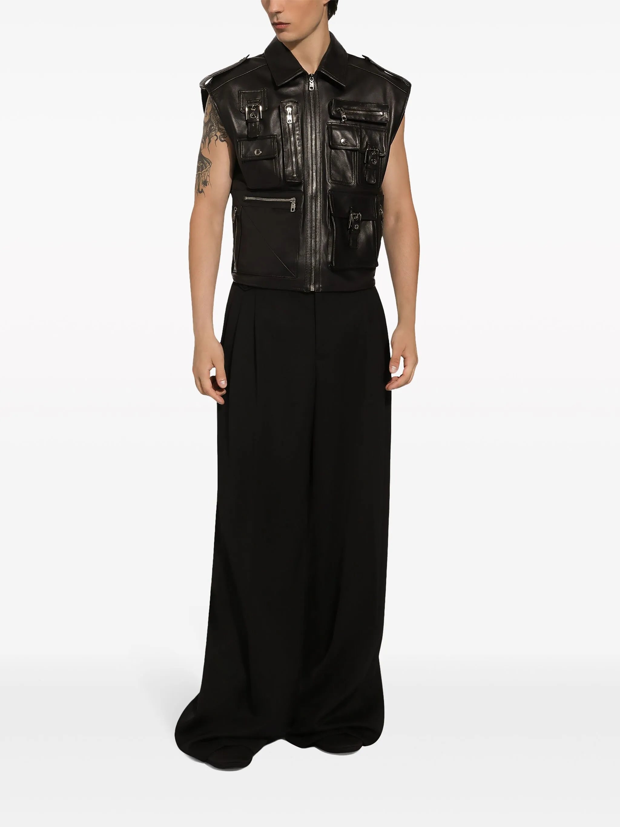 biker leather gilet