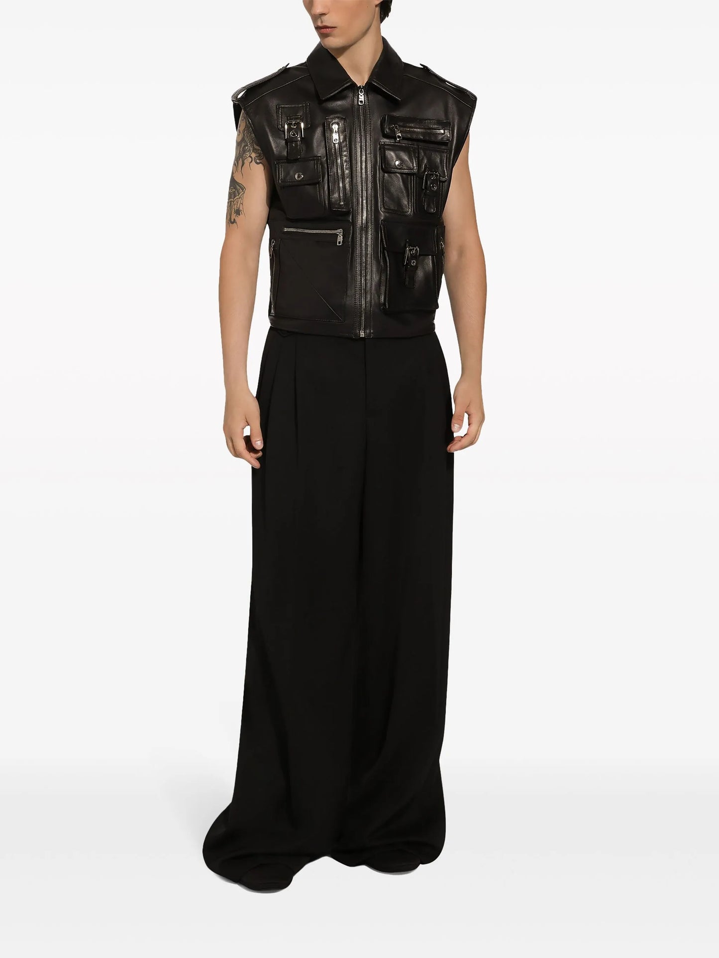 biker leather gilet