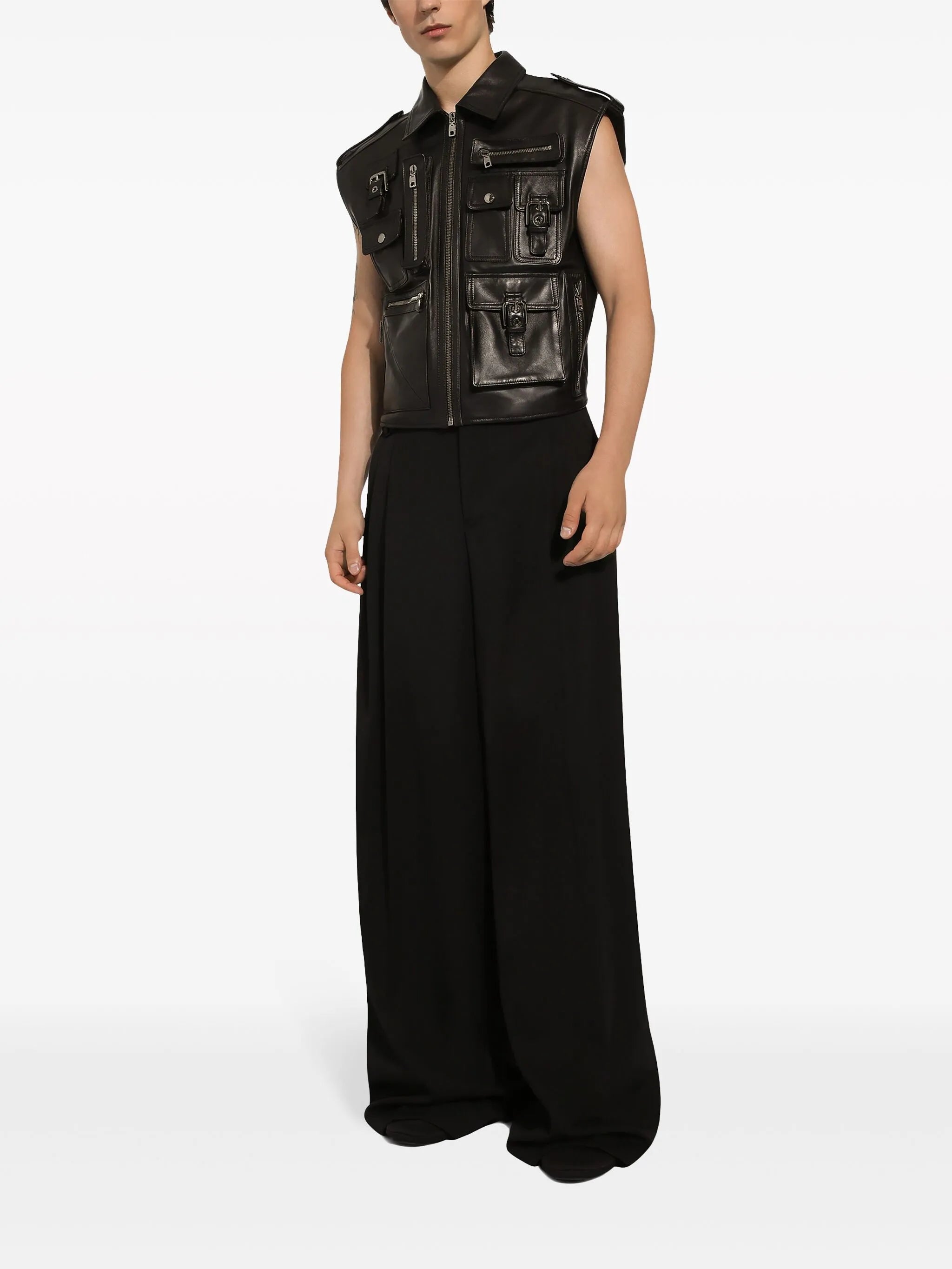 biker leather gilet
