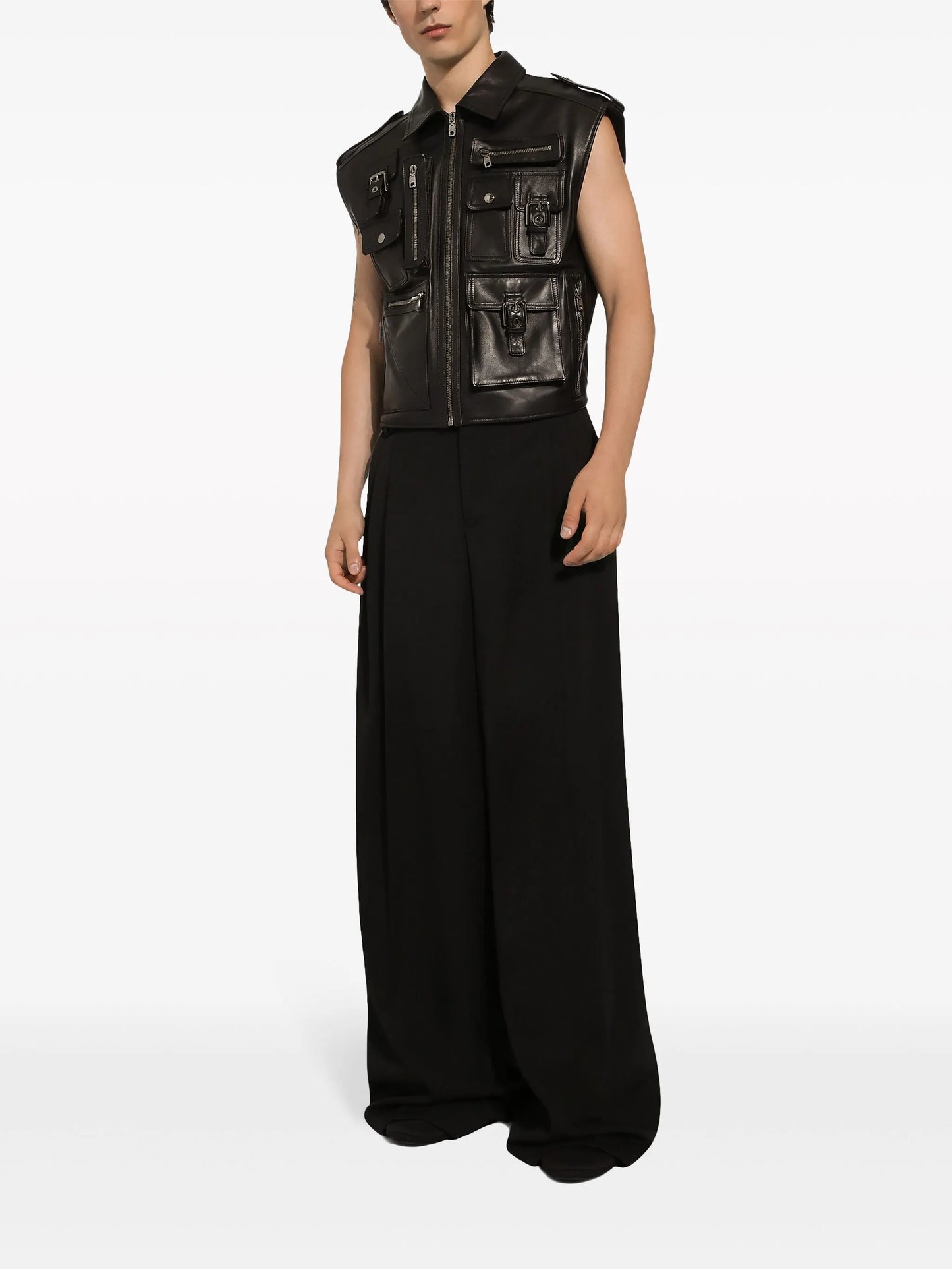 biker leather gilet