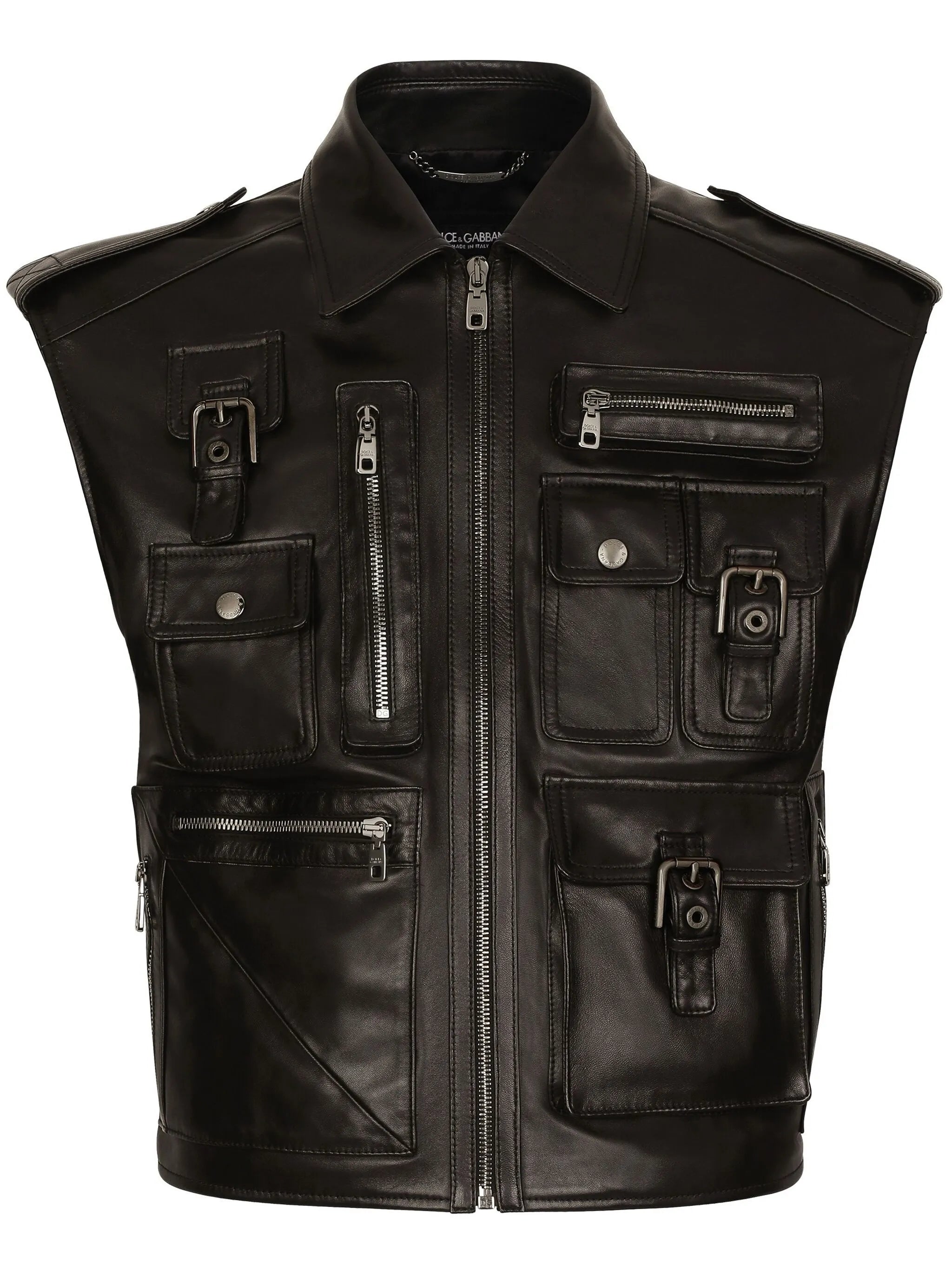 biker leather gilet