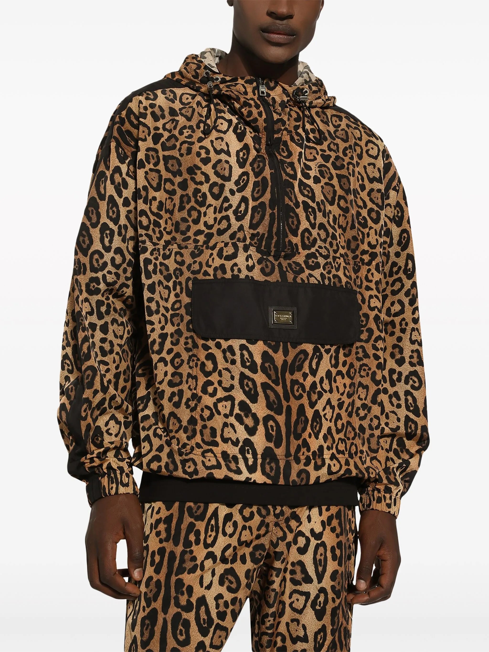 leopard-print hooded jacket