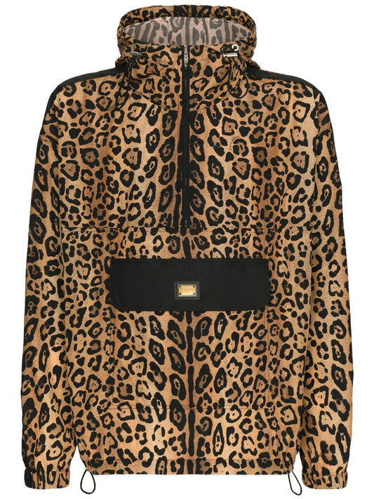 leopard-print hooded jacket