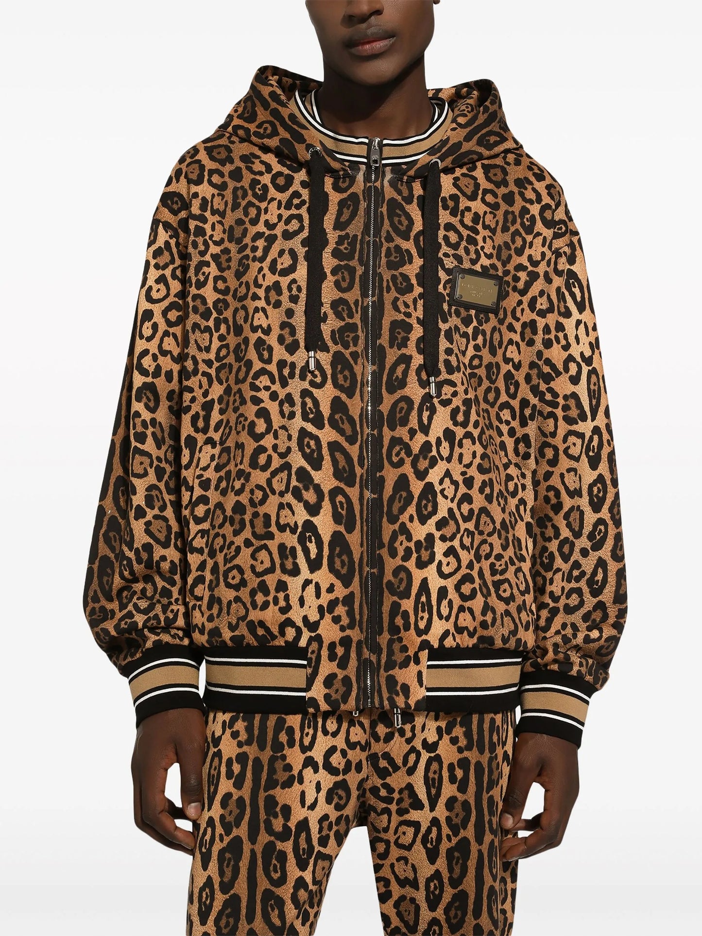 leopard-print cotton hoodie