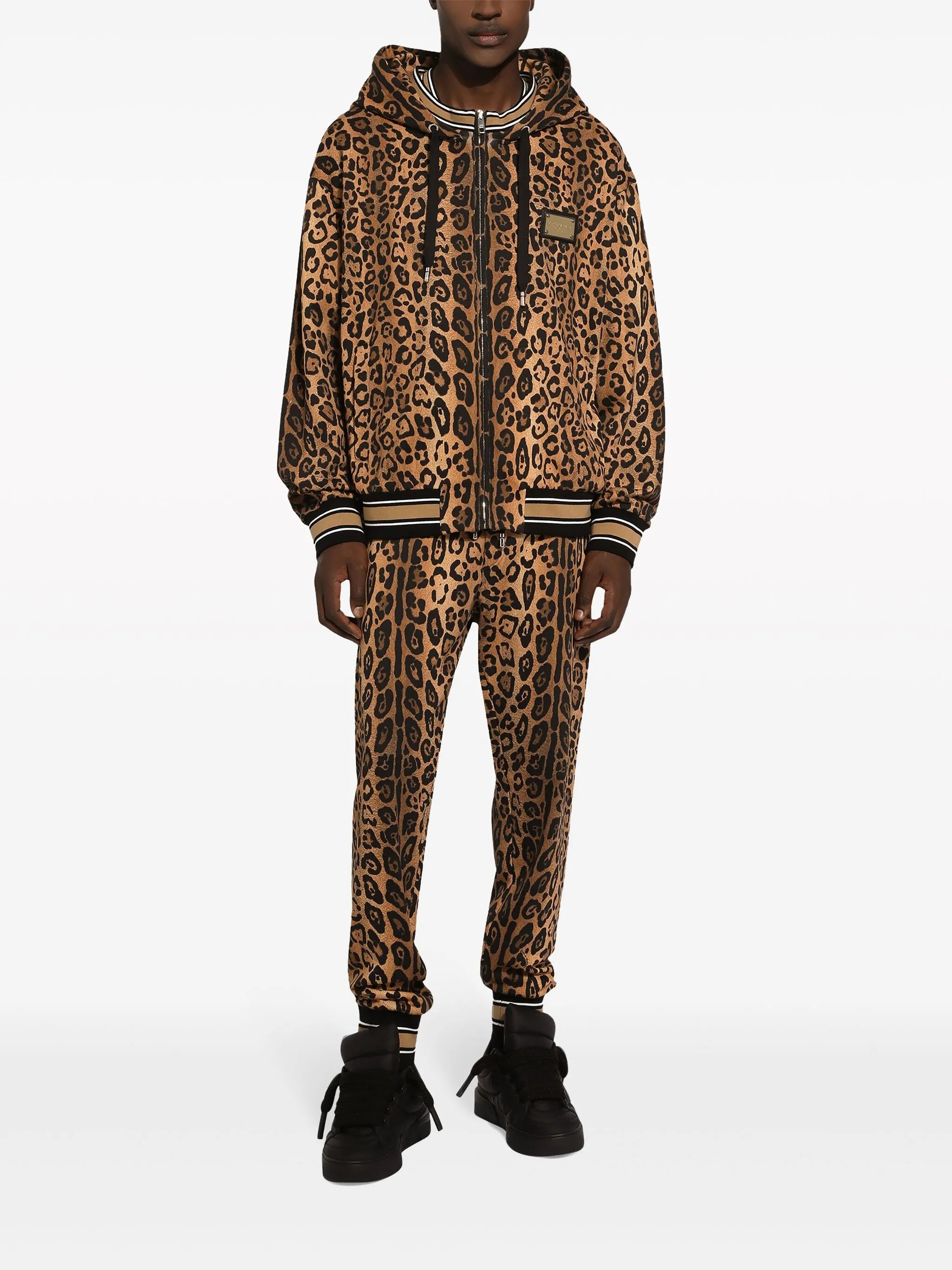 leopard-print cotton hoodie